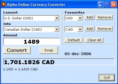 Alpha Online Currency Converter 1.0 screenshot Alpha Online Currency Converter 1.0 screenshot