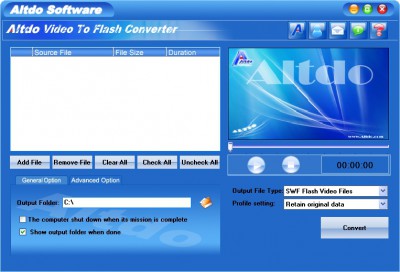 Altdo Video to Flash Converter 1.4.19 screenshot