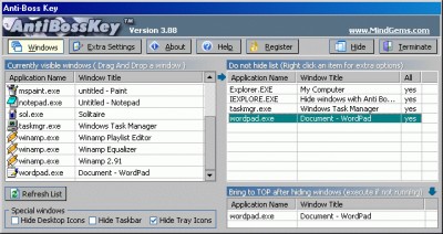 Anti Boss Key - Hide windows quickly! 4.0 screenshot Anti Boss Key - Hide windows quickly! 4.0 screenshot