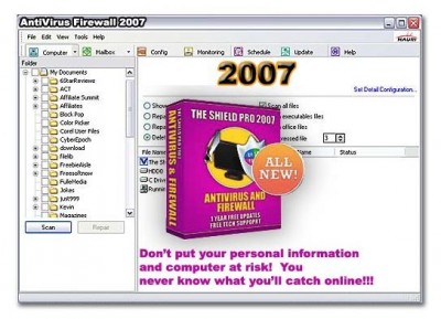 ANTIVIRUS AND FIREWALL GAURD 2007.01090 screenshot ANTIVIRUS AND FIREWALL GAURD 2007.01090 screenshot