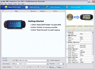 Any DVD Converter for PSP 3.25 screenshot