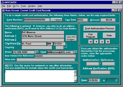 AnyCard - Credit Card Processing Software 3.0 screenshot
