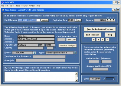 AnyCard: Credit Card Processing Software 3.12 screenshot