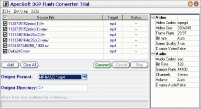 Apec Soft - 3GP Flash Converter 1.32.9.830 screenshot Apec Soft - 3GP Flash Converter 1.32.9.830 screenshot