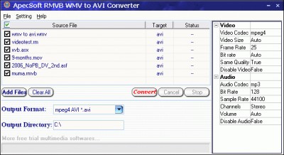 Apec Soft - RMVB WMV to AVI Converter 10.1.9.902 screenshot