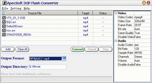 ApecSoft 3GP Flash Converter V1.11 screenshot ApecSoft 3GP Flash Converter V1.11 screenshot