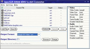 ApecSoft RMVB WMV to AVI Converter 1.10 screenshot ApecSoft RMVB WMV to AVI Converter 1.10 screenshot
