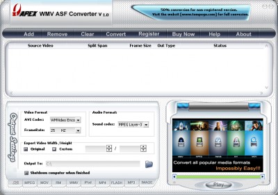 APEX - WMV ASF Converter 4.77.46 screenshot APEX - WMV ASF Converter 4.77.46 screenshot