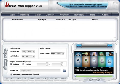 Apex VCD Ripper 4.23 screenshot Apex VCD Ripper 4.23 screenshot