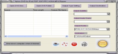Aplus DVD to iPod PSP 3GP PPC H264 MP4 Ripper 5.0 screenshot Aplus DVD to iPod PSP 3GP PPC H264 MP4 Ripper 5.0 screenshot