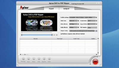 Aplus DVD to PSP Ripper 5.912 screenshot