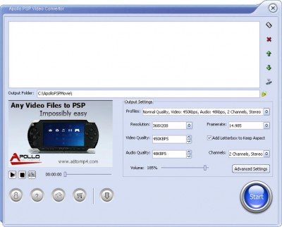 Apollo PSP Video Converter 2.6.0 screenshot Apollo PSP Video Converter 2.6.0 screenshot