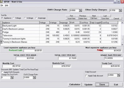 APSW Watt-U-Use 1.0.0.20 screenshot APSW Watt-U-Use 1.0.0.20 screenshot