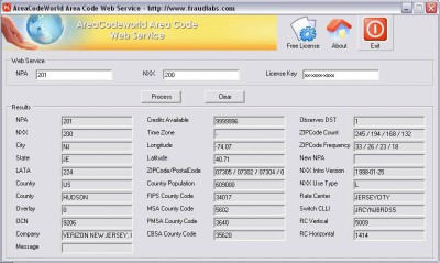 AreaCodeWorld Desktop Application 2.0 screenshot