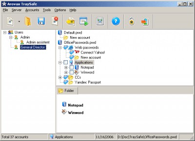 Arovax TraySafe Password Manager Business 4.5 screenshot
