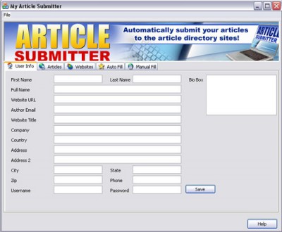 Article Submitter Pro! 2.0 screenshot Article Submitter Pro! 2.0 screenshot
