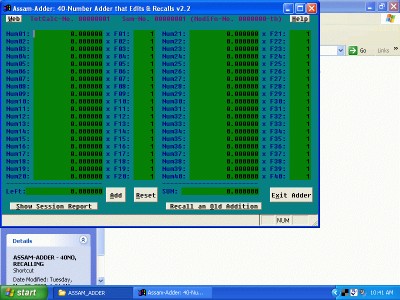Assam-Adder: 40-Number Adder that Edits & Recalls 2.2 screenshot