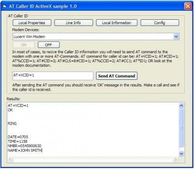 AT Caller ID ActiveX (OCX) 1.0 screenshot