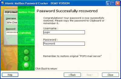 Atomic Mailbox Password Cracker 2.00 screenshot Atomic Mailbox Password Cracker 2.00 screenshot