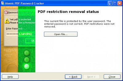 Atomic PDF Password Cracker 1.10 screenshot