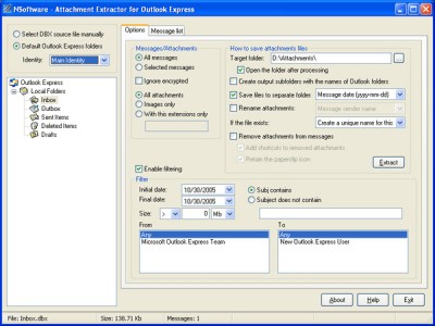 Attachment Extractor for Outlook Express 1.4.1 screenshot
