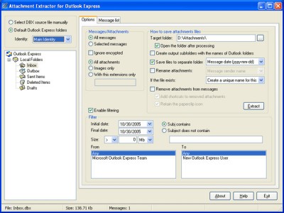Attachment Extractor for Outlook Express 1.5.2 screenshot Attachment Extractor for Outlook Express 1.5.2 screenshot