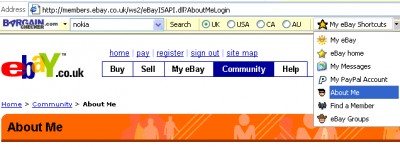 auction-typos misspelt eBay Toolbar 1.0 screenshot
