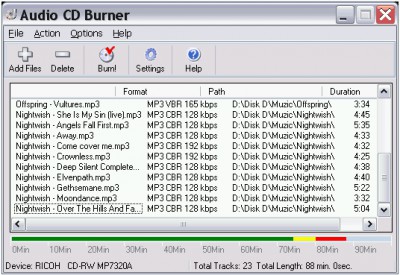 Audio CD Burner 1.50 screenshot Audio CD Burner 1.50 screenshot