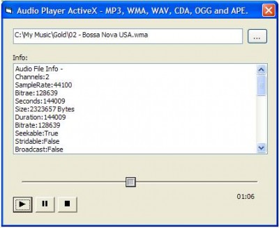 Audio Player ActiveX 1.0 screenshot