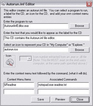 Autorun Inf Editor 1.0 screenshot Autorun Inf Editor 1.0 screenshot