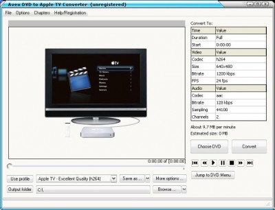 Avex DVD to Apple TV Converter 5.0 screenshot