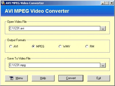 AVI MPEG Video Converter 1.30.01 screenshot AVI MPEG Video Converter 1.30.01 screenshot