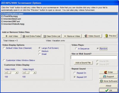 AVI/MPG/WMV Screensaver 3.18d screenshot