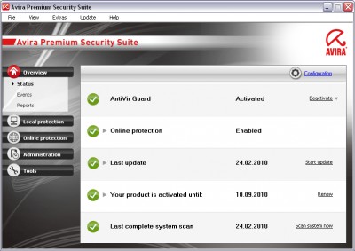 Avira Premium Security Suite 7.00.04.15 screenshot Avira Premium Security Suite 7.00.04.15 screenshot