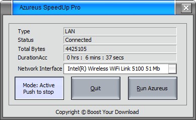 Azureus SpeedUp Pro 2.5.7 screenshot