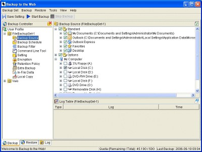 Backup To The Web (Mac) 5.2.2.5 screenshot