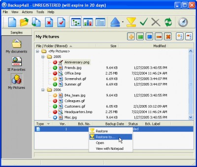 Backup4all for U3 Portable Backup 3.11 screenshot Backup4all for U3 Portable Backup 3.11 screenshot