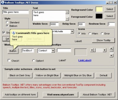 Balloon Tooltips .NET 2.0 screenshot Balloon Tooltips .NET 2.0 screenshot