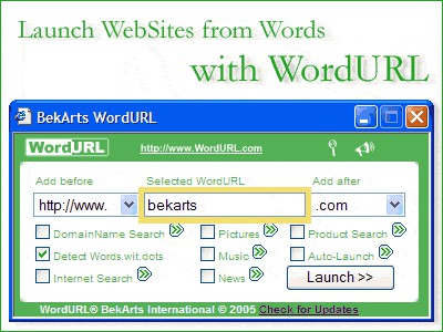 BekArts WordURL 1.0 screenshot BekArts WordURL 1.0 screenshot