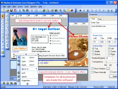 Belltech Business Card Designer Pro 3.0 screenshot