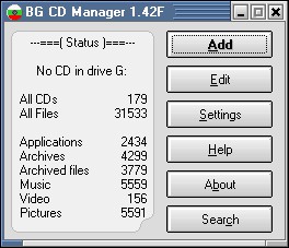 BG CD Manager 1.42 screenshot BG CD Manager 1.42 screenshot