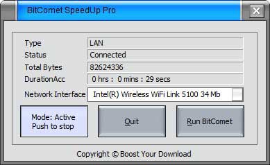 BitComet SpeedUp Pro 1.8.5 screenshot BitComet SpeedUp Pro 1.8.5 screenshot