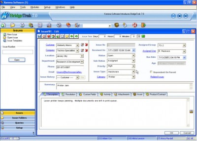 BridgeTrak Help Desk Software 7.0 Build screenshot