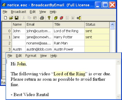 Broadcast By Email 3.3 screenshot