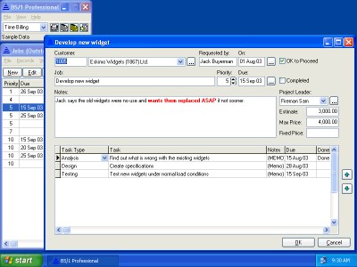 BS/1 Professional Time Billing 3.16 screenshot