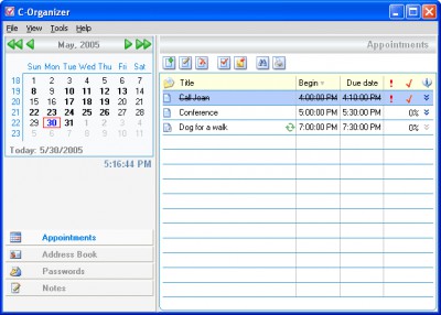 C-Organizer 3.6 screenshot C-Organizer 3.6 screenshot