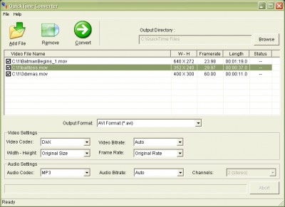 C0NVERT to QUICKTIME 4.5.1.1324 screenshot C0NVERT to QUICKTIME 4.5.1.1324 screenshot