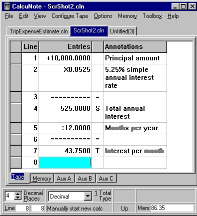 CalcuNote 1.3.4 screenshot CalcuNote 1.3.4 screenshot