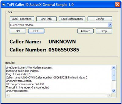 Caller ID ActiveX (OCX) 1.0 screenshot