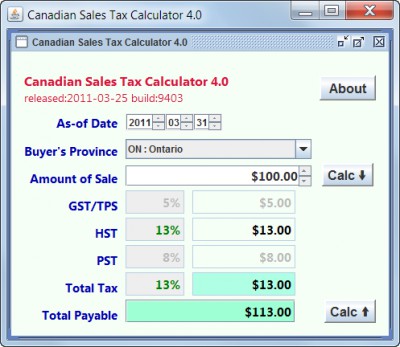 CanadianTax 3.3 screenshot